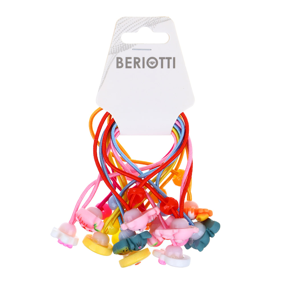 BERIOTTI Набор детских резинок для волос 12шт, полиэстер, нейлон, пластик, 6см, 5-6 дизайнов, арт.№ 356-115