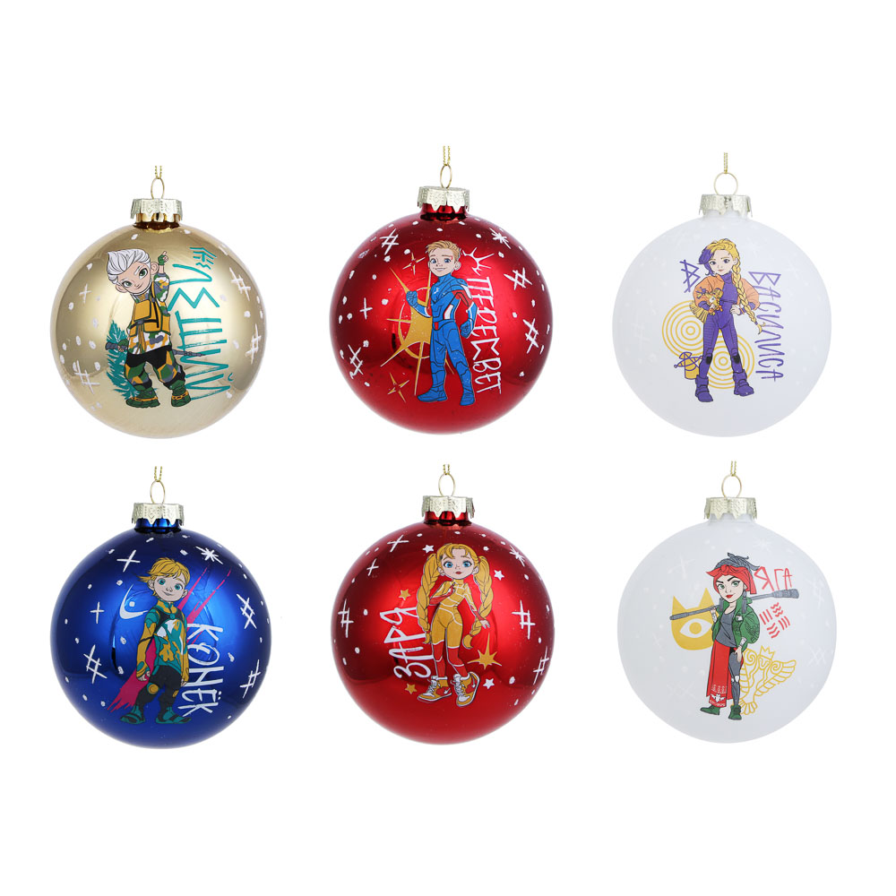 BY Русские Супергерои Шар стеклянный с рисунком, 10 см, 6+, 6 дизайнов, арт.№ 368-169