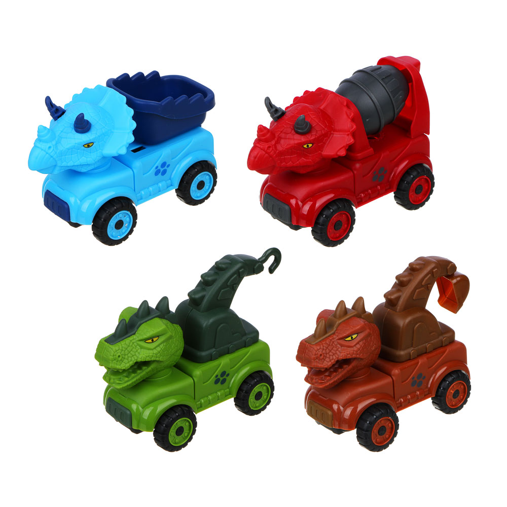 ИГРОЛЕНД Машинка инерционная Дино-спецтехника, ABS, 12,5x9,5x5,9см, 4 дизайна, арт.№ 292-289