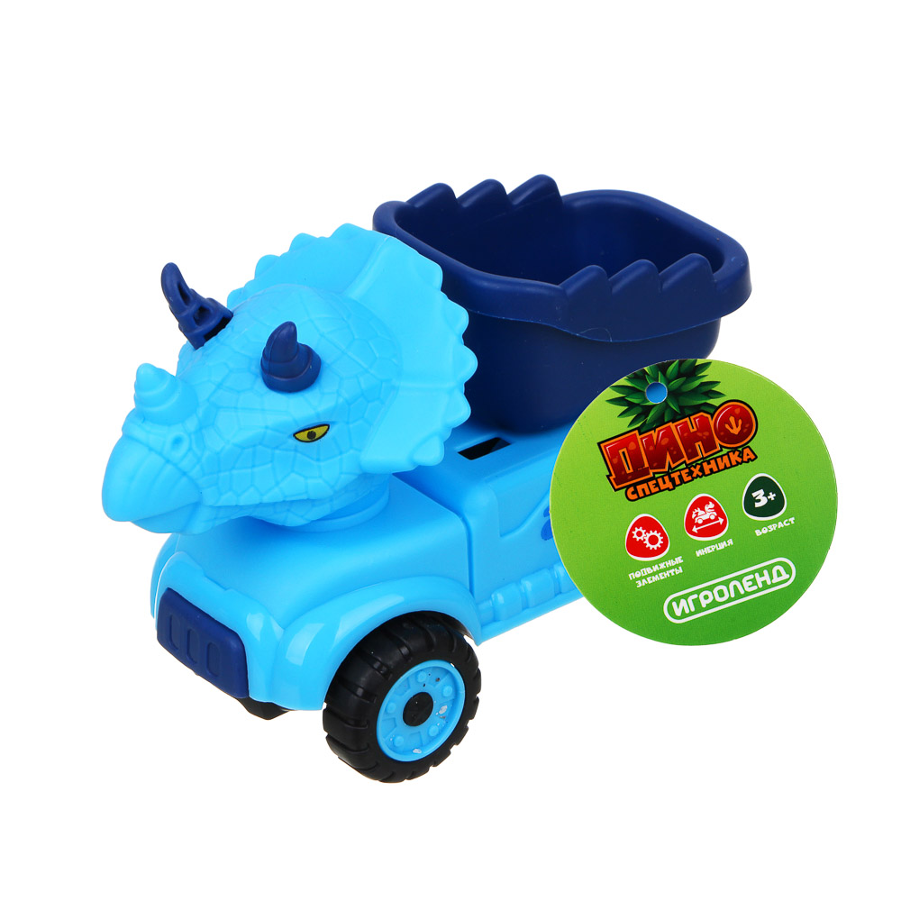 ИГРОЛЕНД Машинка инерционная Дино-спецтехника, ABS, 12,5x9,5x5,9см, 4 дизайна, арт.№ 292-289