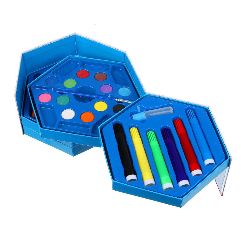 BY Набор для рисования 46 пр., "Русские Супергерои", картон, пластик, дер., 16,5х18,5х9см, арт.№ 284-007