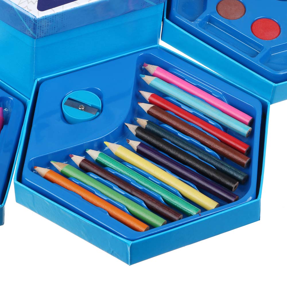 BY Набор для рисования 46 пр., "Русские Супергерои", картон, пластик, дер., 16,5х18,5х9см, арт.№ 284-007