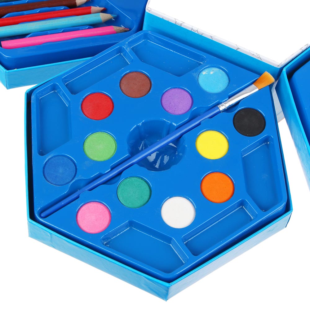 BY Набор для рисования 46 пр., "Русские Супергерои", картон, пластик, дер., 16,5х18,5х9см, арт.№ 284-007