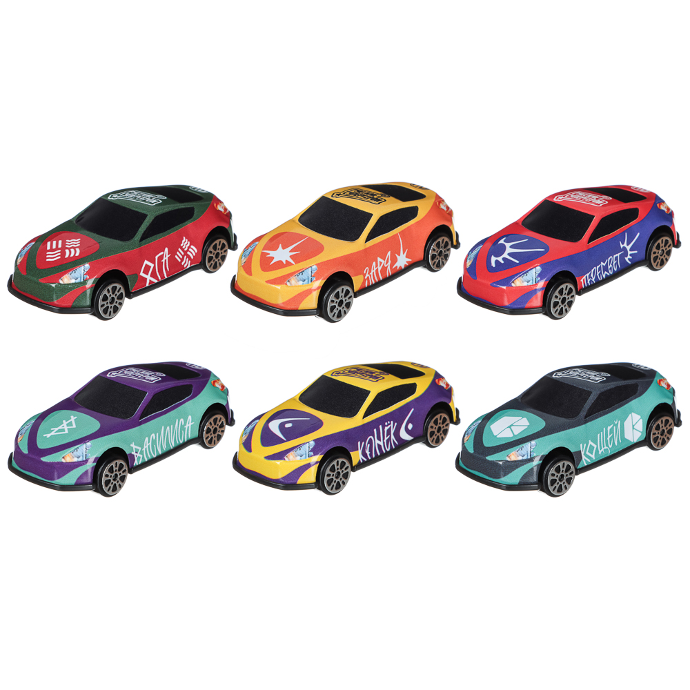 BY Русские Супергерои Машинки Супергероев, набор 6 машинок, ABS, 34,1х13,1х3,3см, арт.№ 292-023