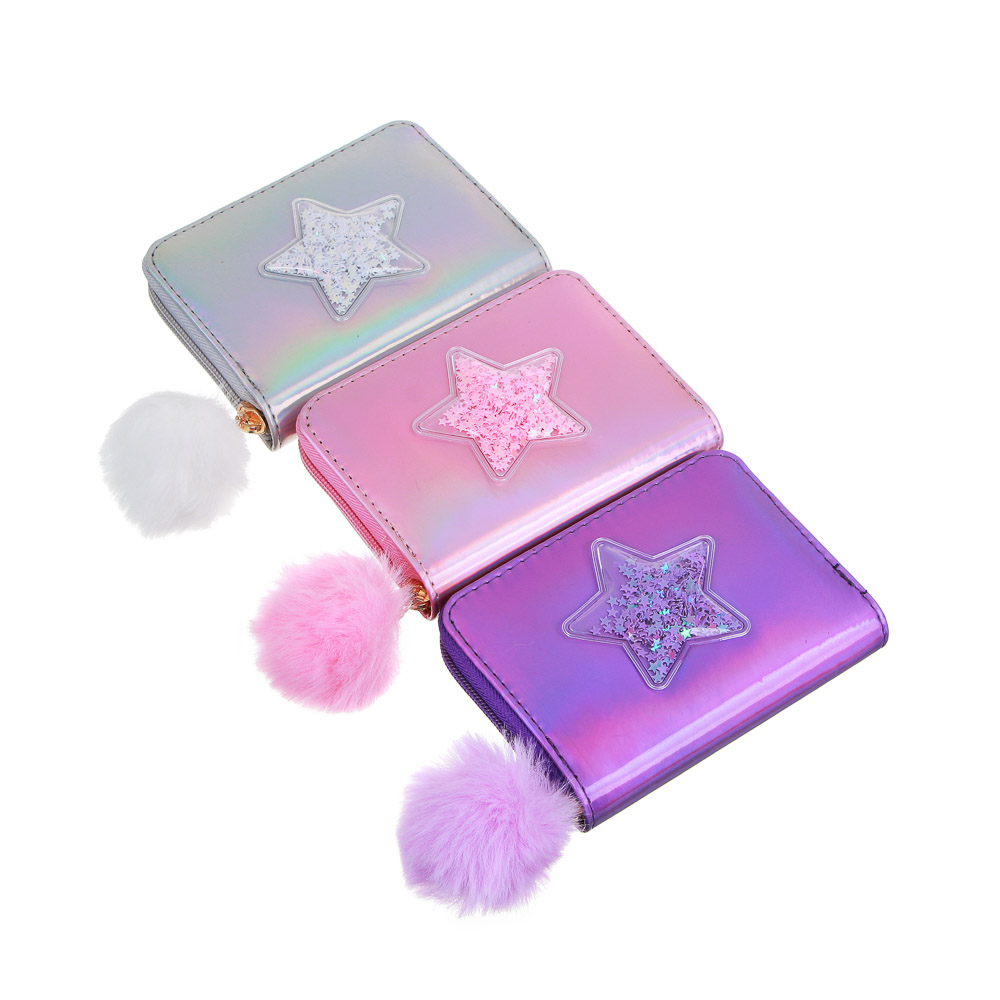 ЮL Кошелек для мелочи с декором, ПВХ, 12,5х9,5см, 3 цвета, КМ23-01, арт.№ 303-970