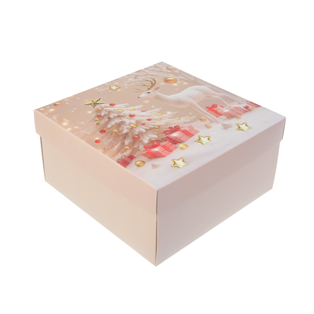 Коробка складная, 19,5x19,5x9,5см, бумага, арт.2, 4 дизайна, арт.№ 207-237