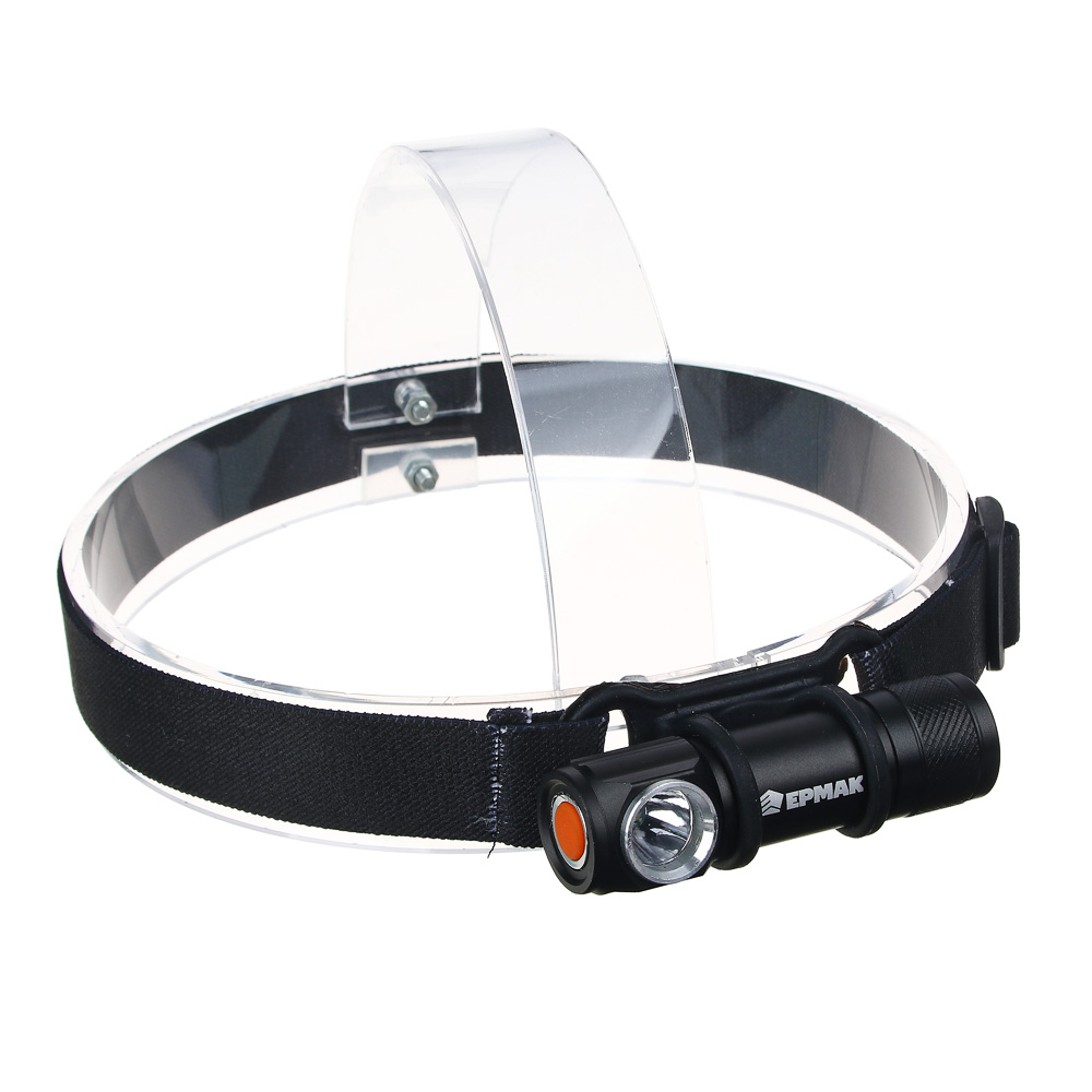 Фонарь налобный тм ЕРМАК, 1 LED, 1200мАч, 4 режима, пластик, металл, 80х24х25 мм, арт.№ 221-014