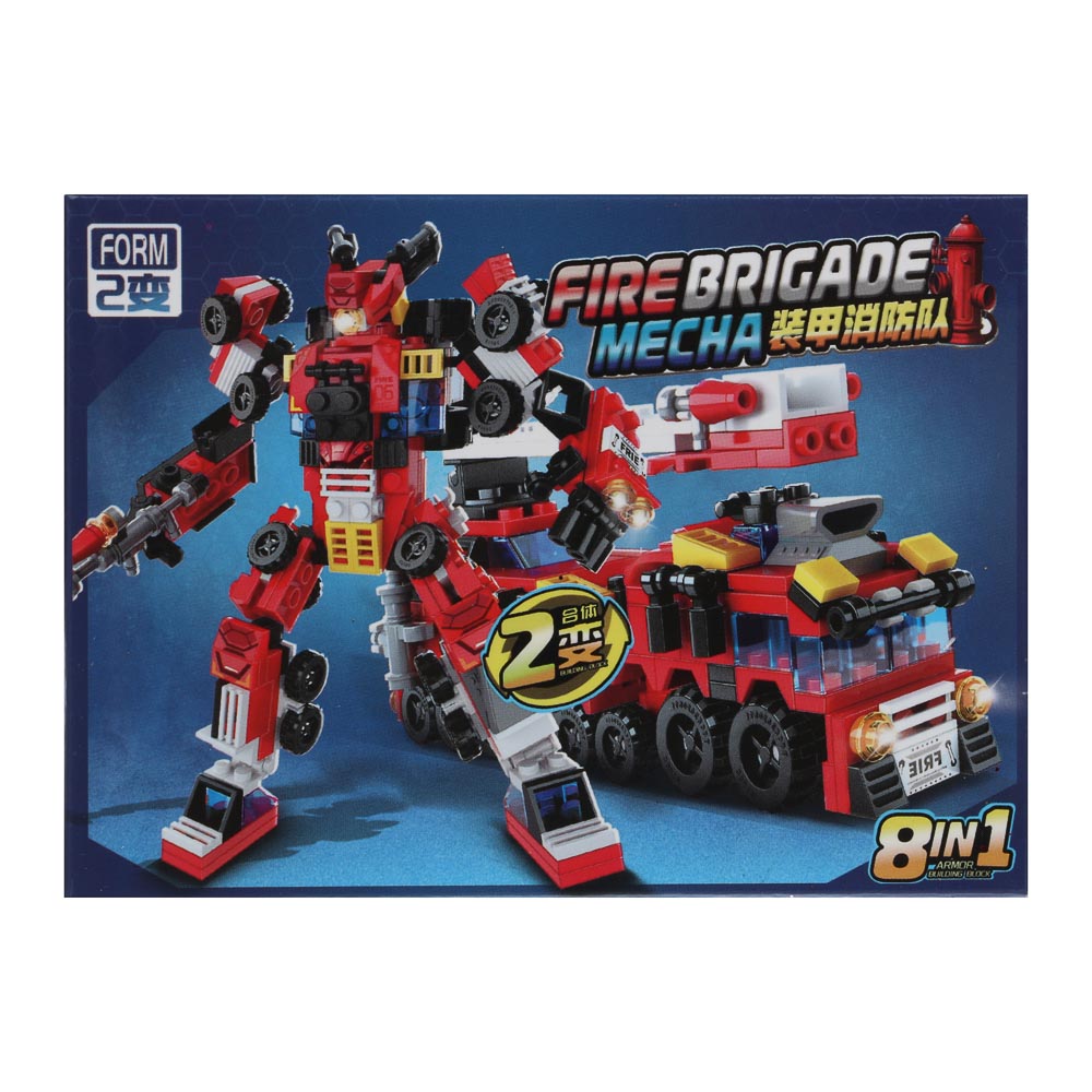 ИГРОЛЕНД Конструктор "Пожарная бригада" 8 в 1, 8х3,5х11 см, ABS, арт.№ 265-672