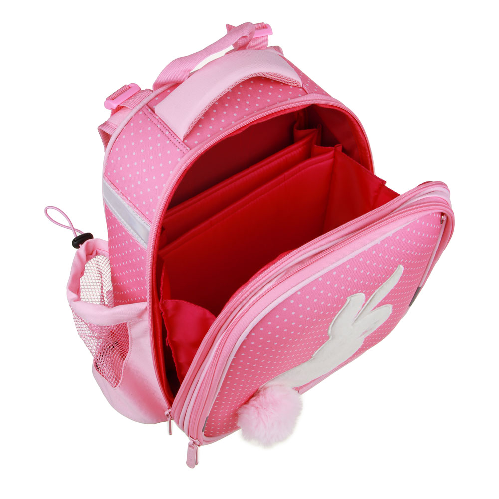 ПУШИСТЫЙ ЗАЙКА Рюкзак шк.жесткий 38х28х15см, 2 отд., 2 карм., эргон.спинка, лямки с рег.по росту, ПЭ, арт.№ 254-804