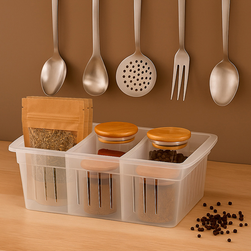 Корзинка для специй 3 секции 27x15x10см, пластик, арт.№ 861-508