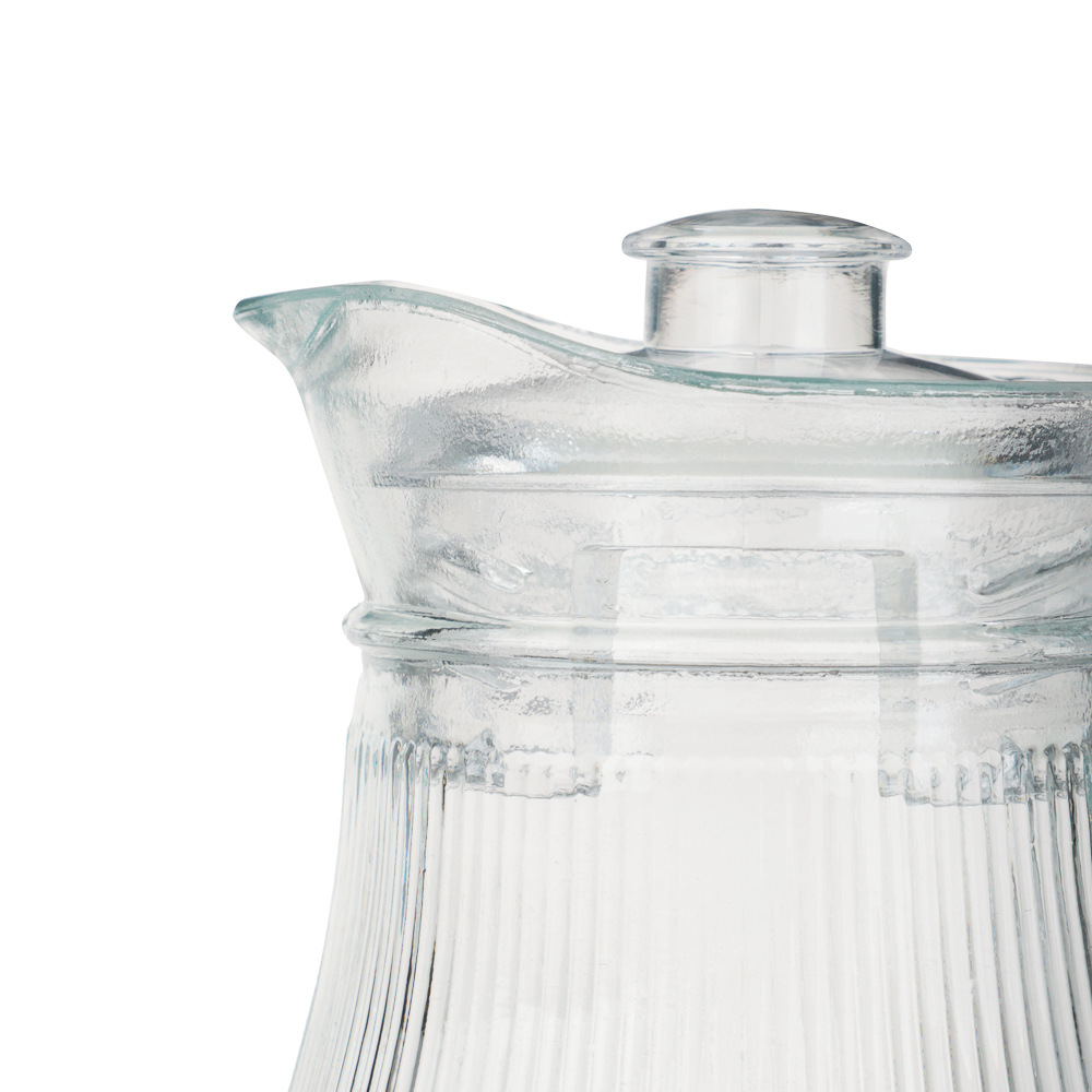 Кувшин с крышкой тм MILLIMI Симпл мини, 1200мл, стекло, крышка пластик, рифленый, арт.№ 878-613