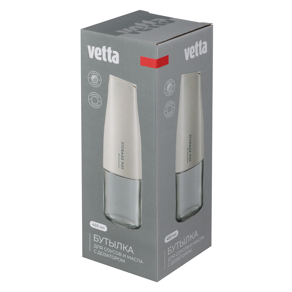 VETTA Бутылка для соусов и масла с дозатором, 450 мл, стекло, пластик, белый, арт.№ 828-346