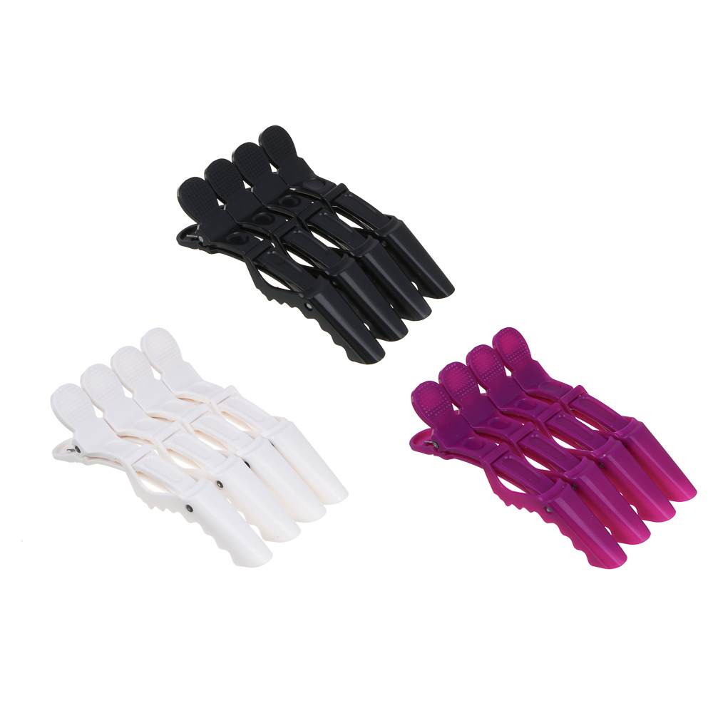 ЮНИLOOK Зажимы парикмахерские 4шт, 11см, пластик, 3 цвета, арт.№ 321-385