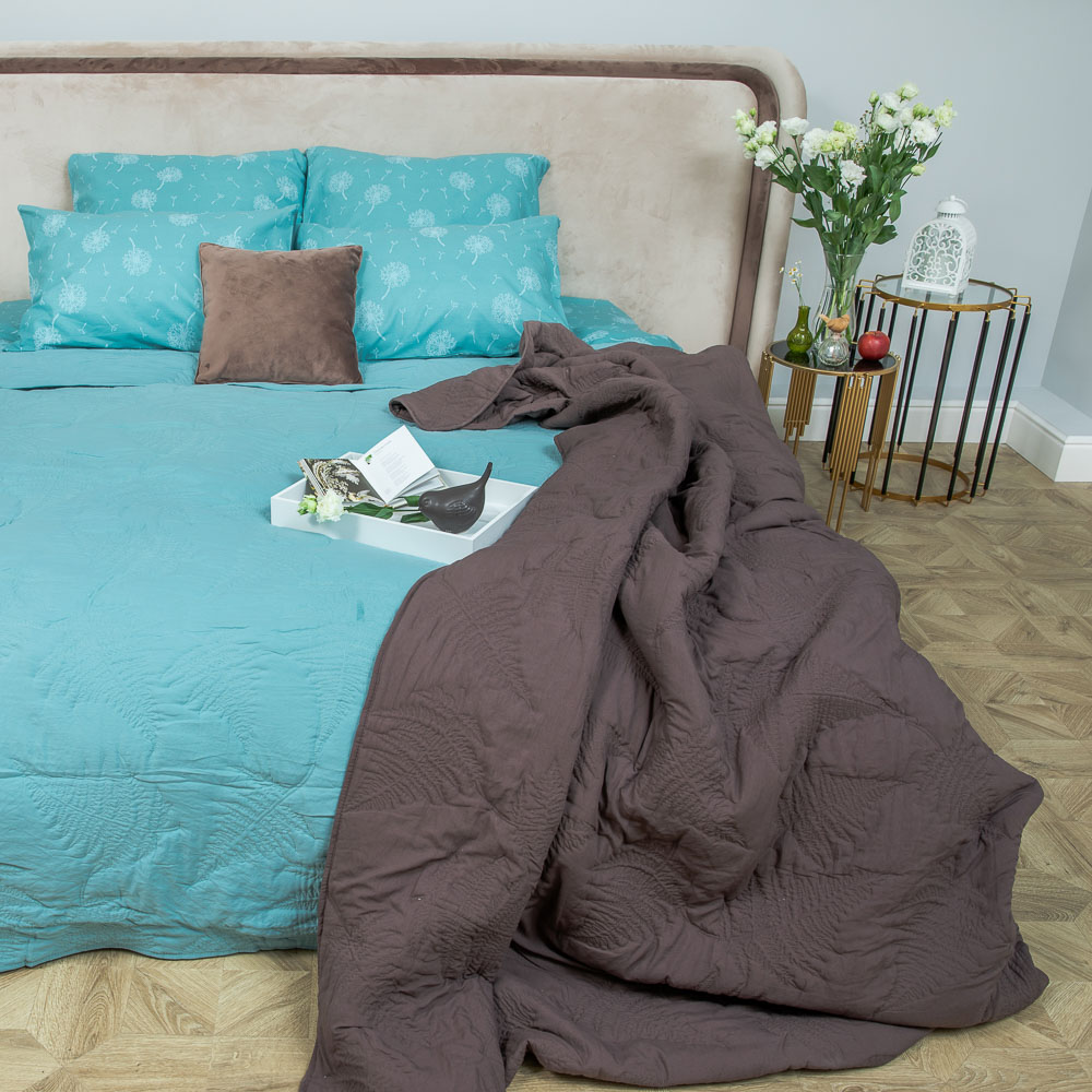 PROVANCE Мятный Латте Покрывало стеганое с эффектом вареного хлопка 220х240см, ПЭ, 3 цвета, арт.№ 488-033