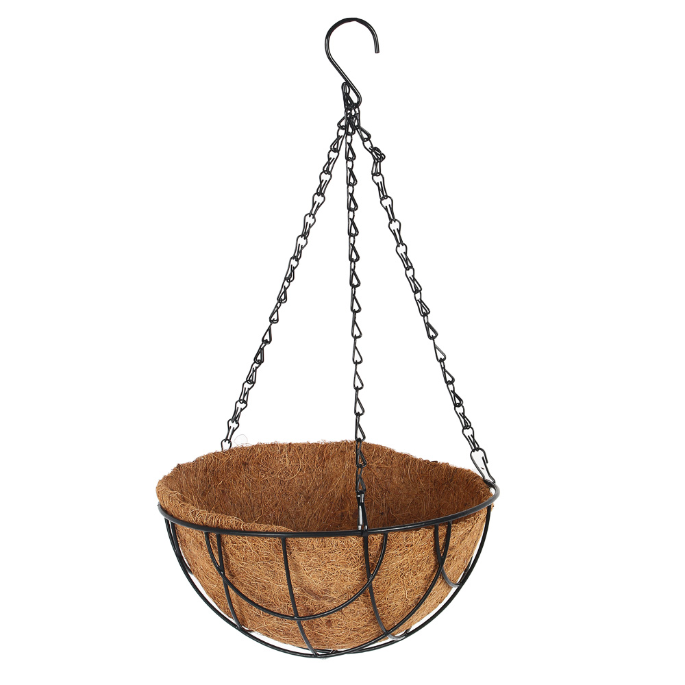 INBLOOM Кашпо подвесное с вкладышем из кокосового волокна, d25х13см, металл, арт.№ 164-297