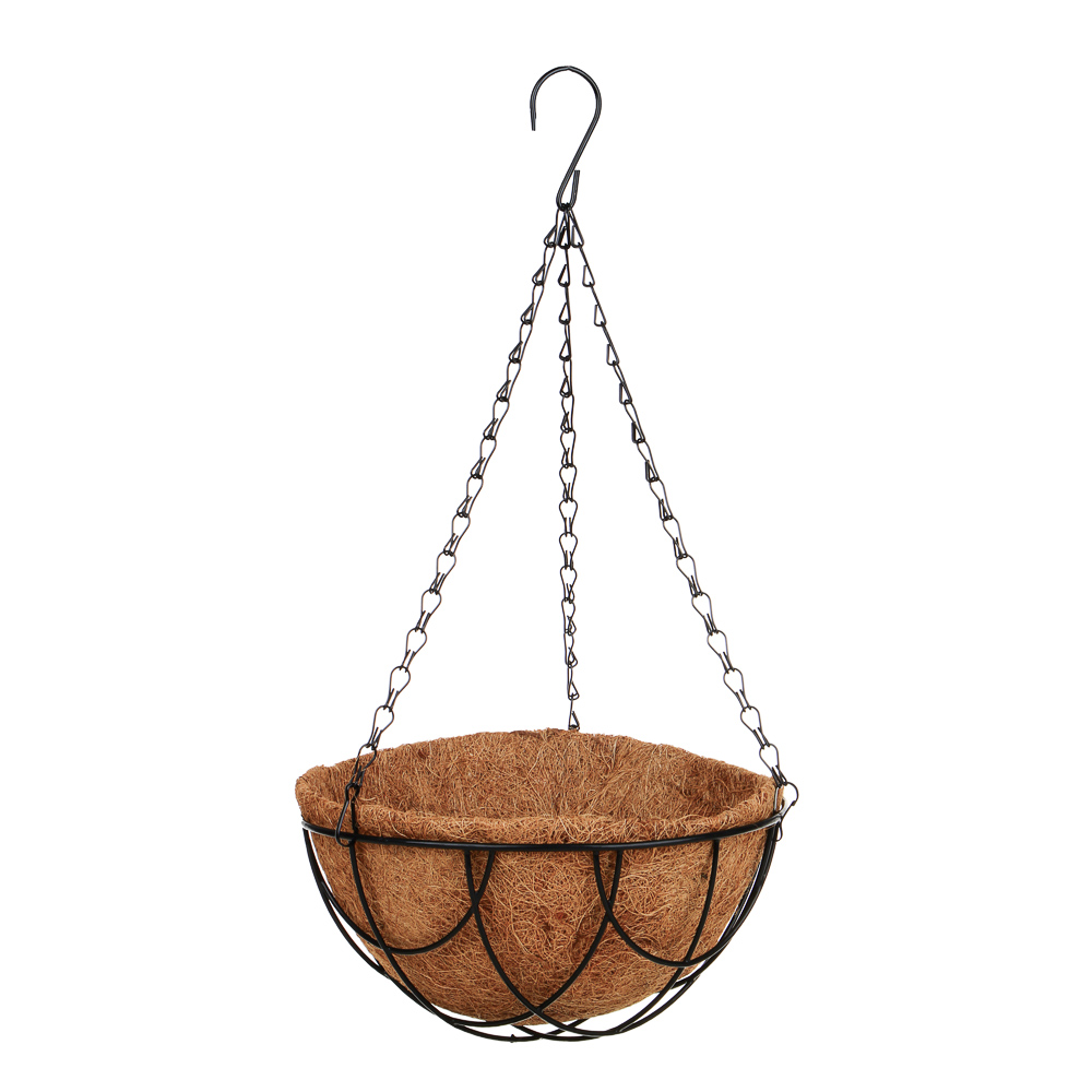 INBLOOM Кашпо подвесное с вкладышем из кокосового волокна, d25х13см, металл, арт.№ 164-297
