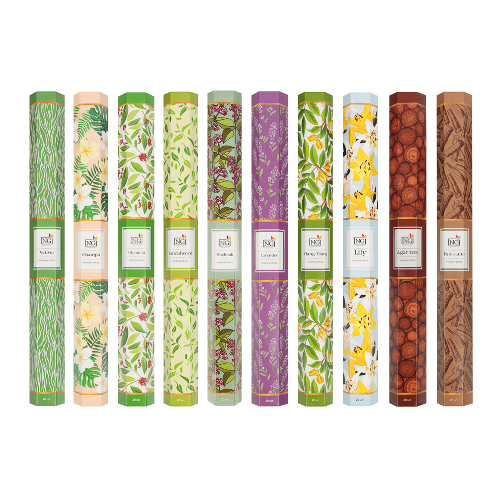 NEW GALAXY Аромапалочки 20 шт., Ве-тив,Иланг,Лилия,Пачул,Сандал,Чампа,Чандан,П.санто,Агар,Лаванда, арт.№ 778-192