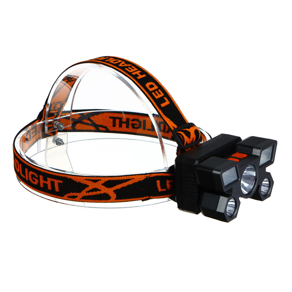 Фонарь налобный тм ЕРМАК, 6 + 3 LED, 4 режима, 87х50х58мм, 1200мАч, USB кабель, пластик, арт.№ 221-077