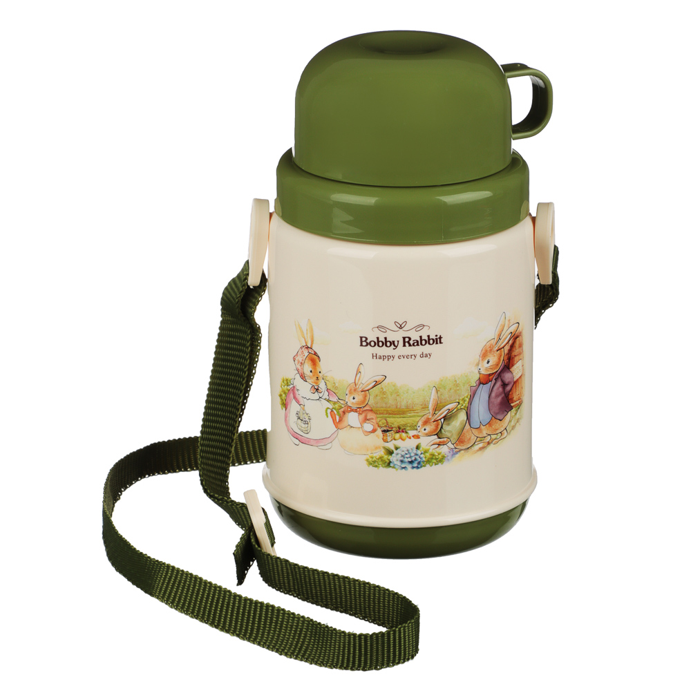 Бутылочка с двухслойными стенками "Зайчата", с кружкой, 400мл, полипропилен, арт.№ 829-146