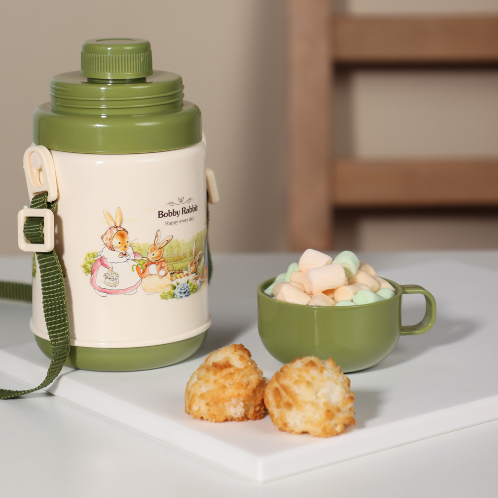 Бутылочка с двухслойными стенками "Зайчата", с кружкой, 400мл, полипропилен, арт.№ 829-146