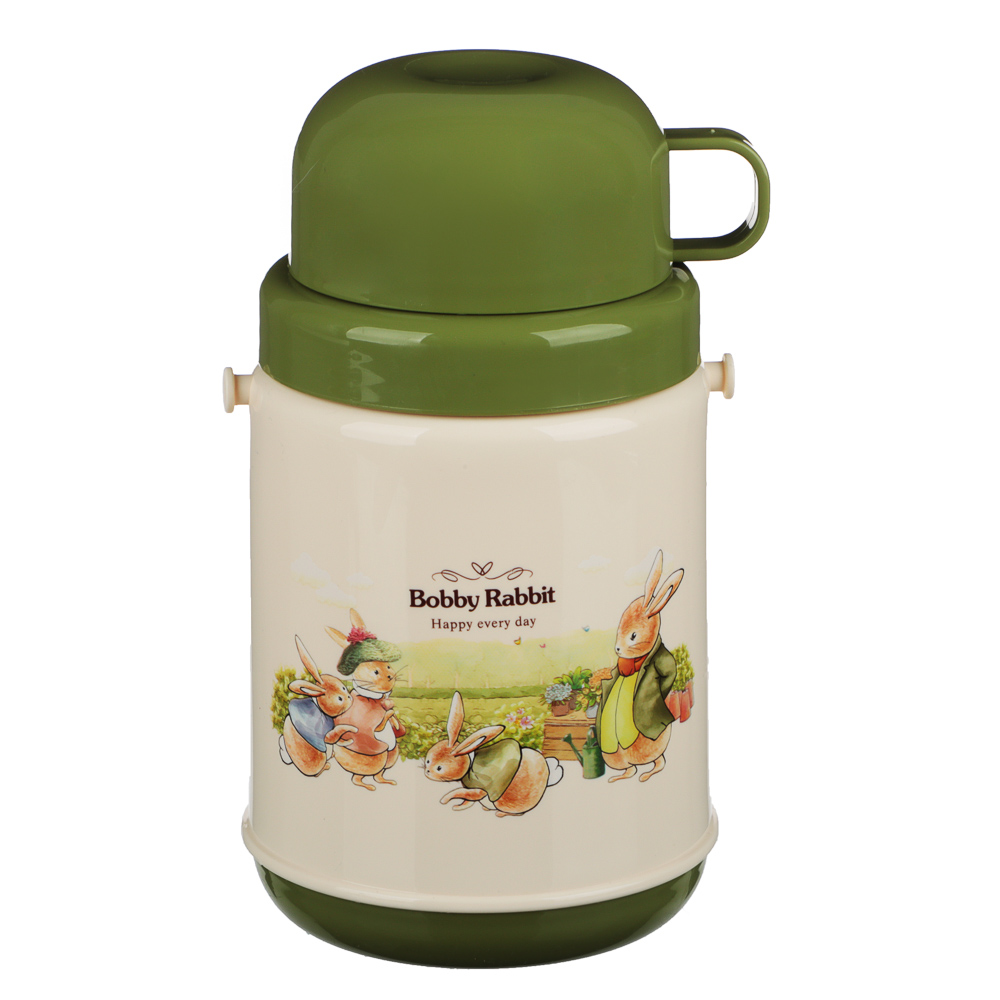 Бутылочка с двухслойными стенками "Зайчата", с кружкой, 400мл, полипропилен, арт.№ 829-146