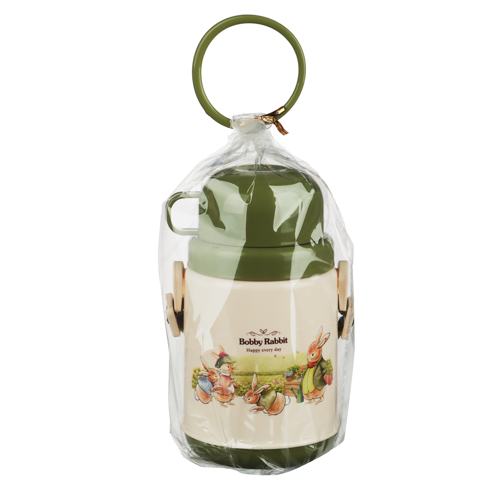 Бутылочка с двухслойными стенками "Зайчата", с кружкой, 400мл, полипропилен, арт.№ 829-146