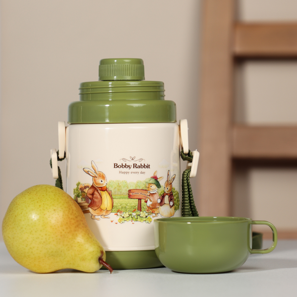 Бутылочка с двухслойными стенками "Зайчата", с кружкой, 400мл, полипропилен, арт.№ 829-146