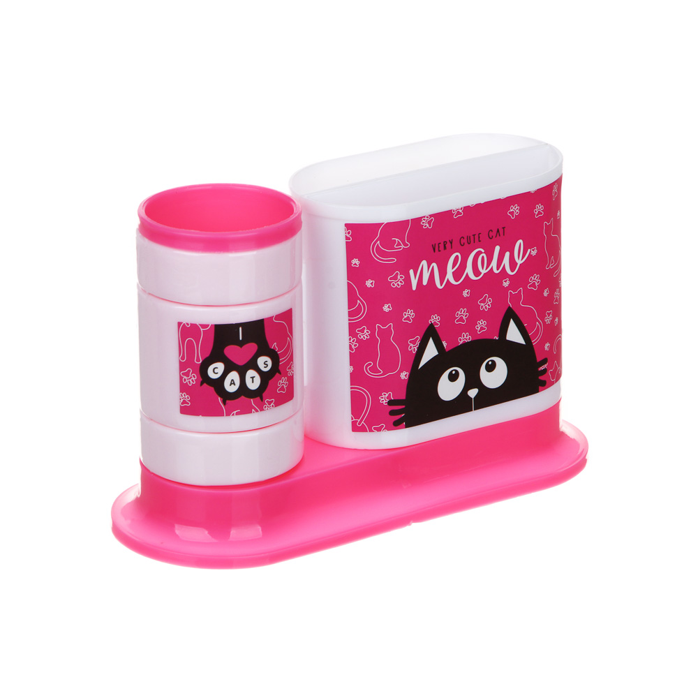 МИЛЫЙ КОТИК Органайзер канц. 4 отд., 7 пр.:(ножн., 2 кар., точилка, трафарет, линейка, подст.), пл., арт.№ 234-050