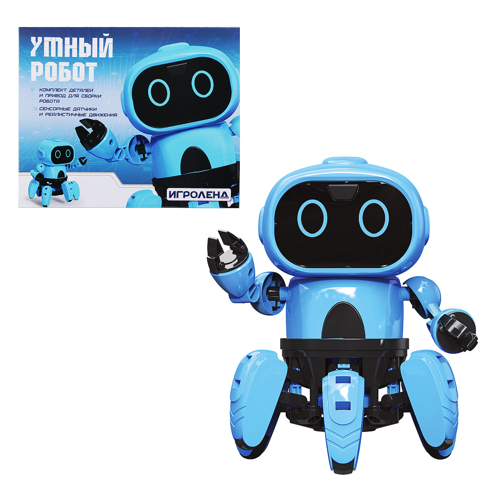 ИГРОЛЕНД Конструктор в виде робота с сенсорными датчиками, ABS, пит.4х1.5VAAA,16х12х12см, арт.№ 272-652