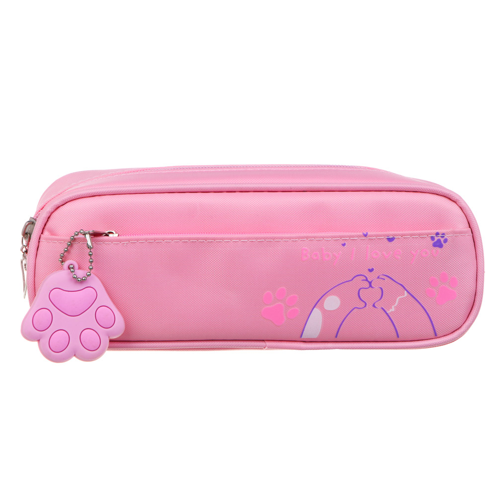 МИЛЫЙ КОТИК Пенал прямоугольный, 22х5,5х8см, 1 отд.на молнии, 1 карман, подвеска, ПЭ, блистер, арт.№ 238-381