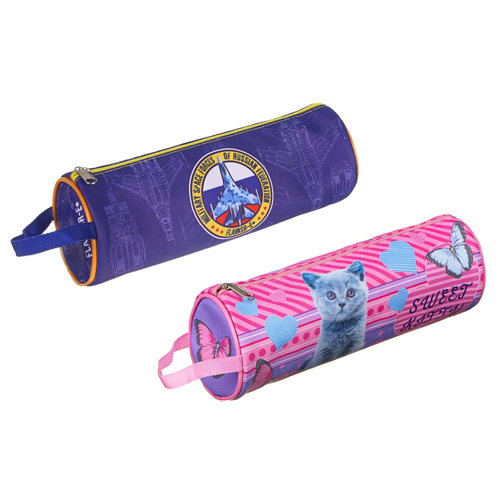 Свит Китти / Фланкер Пенал мягкий круглый, 21х7х7см, ПВХ 0,8мм, с ручкой, с антисминаемым вкладышем, арт.№ 238-209