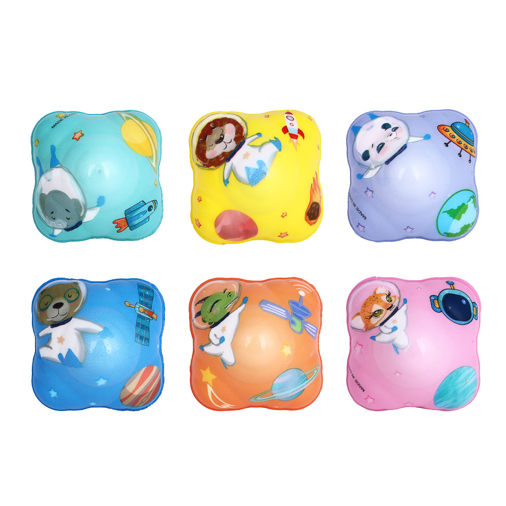 ИГРОЛЕНД Антистресс мячики-квадратики, PU, 5,5см, 6 дизайнов, арт.№ 295-216