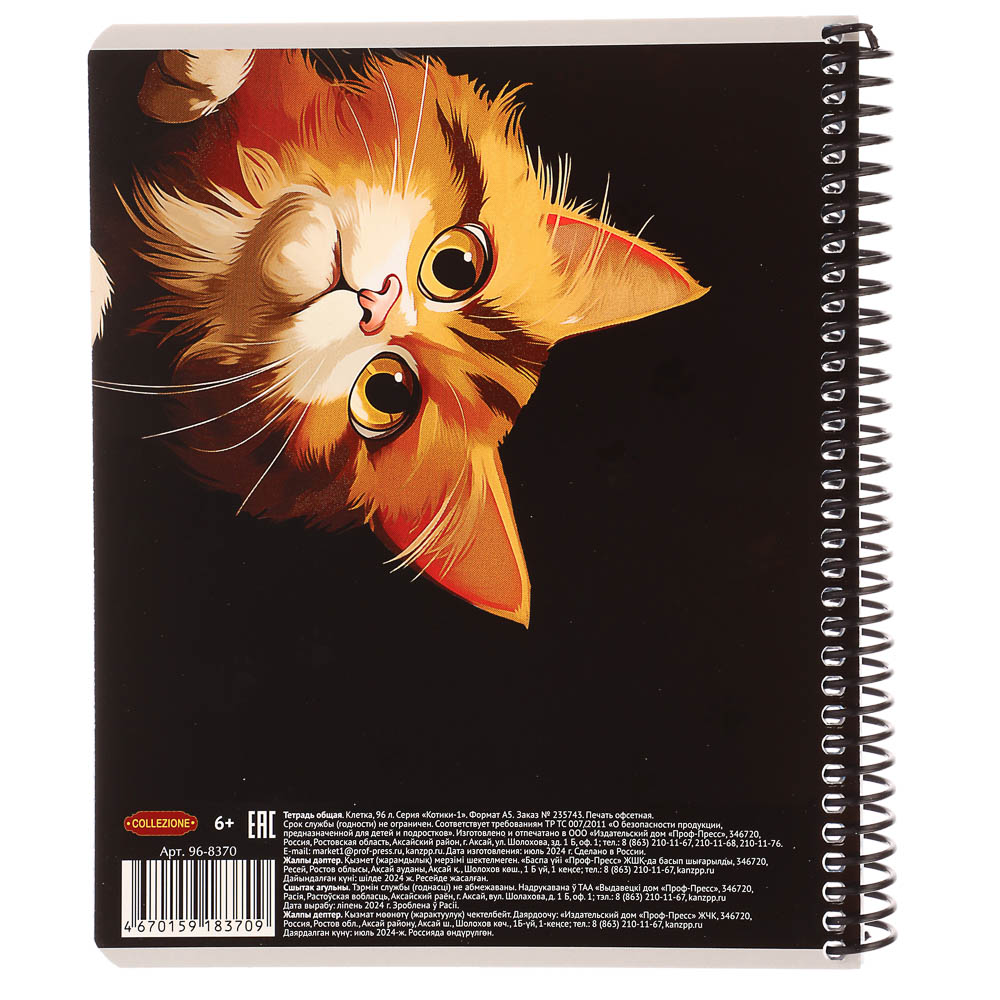 Тетрадь 96 л., А5, в клетку, БЕЛЫЕ ЛИСТЫ, обл.мел. картон, спираль, микс, арт.№ 578-180