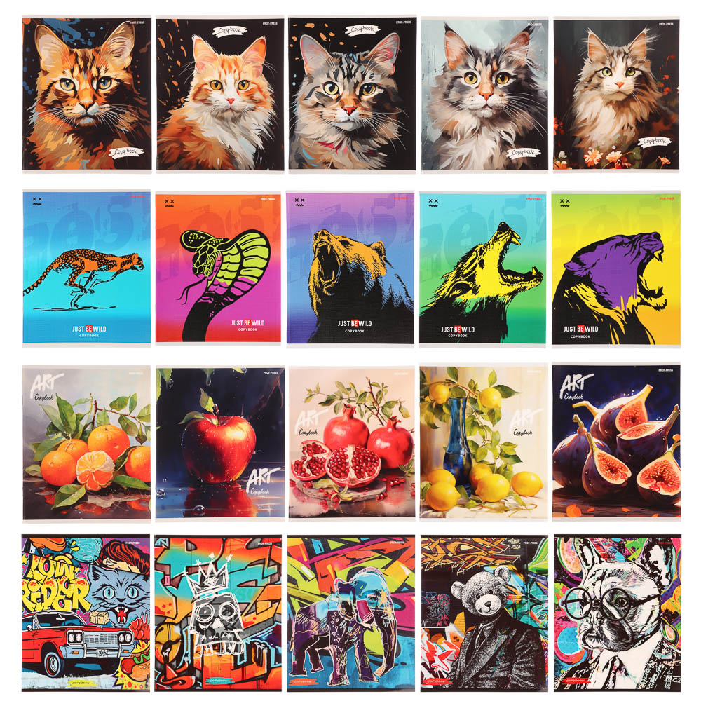 Тетрадь 48л., А5, в клетку, офсет, обл. мел.картон, скрепка, твин лак, микс, арт.№ 578-181