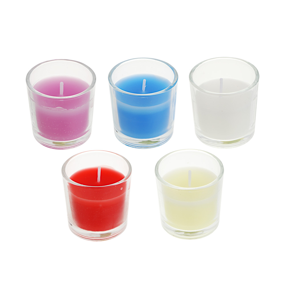 LADECOR Свеча ароматическая в стеклянном подсвечнике, в подарочной коробке, 4,5x4,5 см, 6 видов., арт.№ 508-876