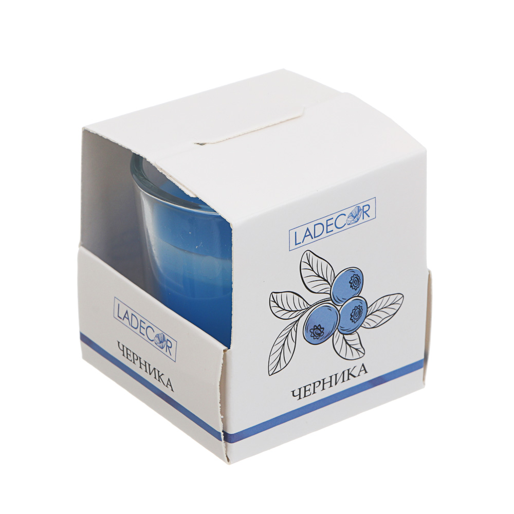 LADECOR Свеча ароматическая в стеклянном подсвечнике, в подарочной коробке, 4,5x4,5 см, 6 видов., арт.№ 508-876