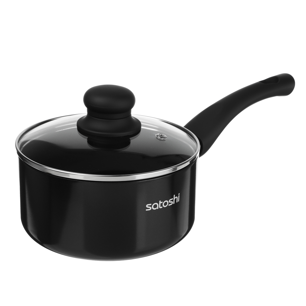 Набор посуды 11 предметов SATOSHI Графит, кастрюли 20 см, 24 см, 28 см (2,8 л, 4,6 л, 7 л), ковш 16 см (1,6 л), сковороды 24 см, 28 см, индукция, арт.№ 846-748