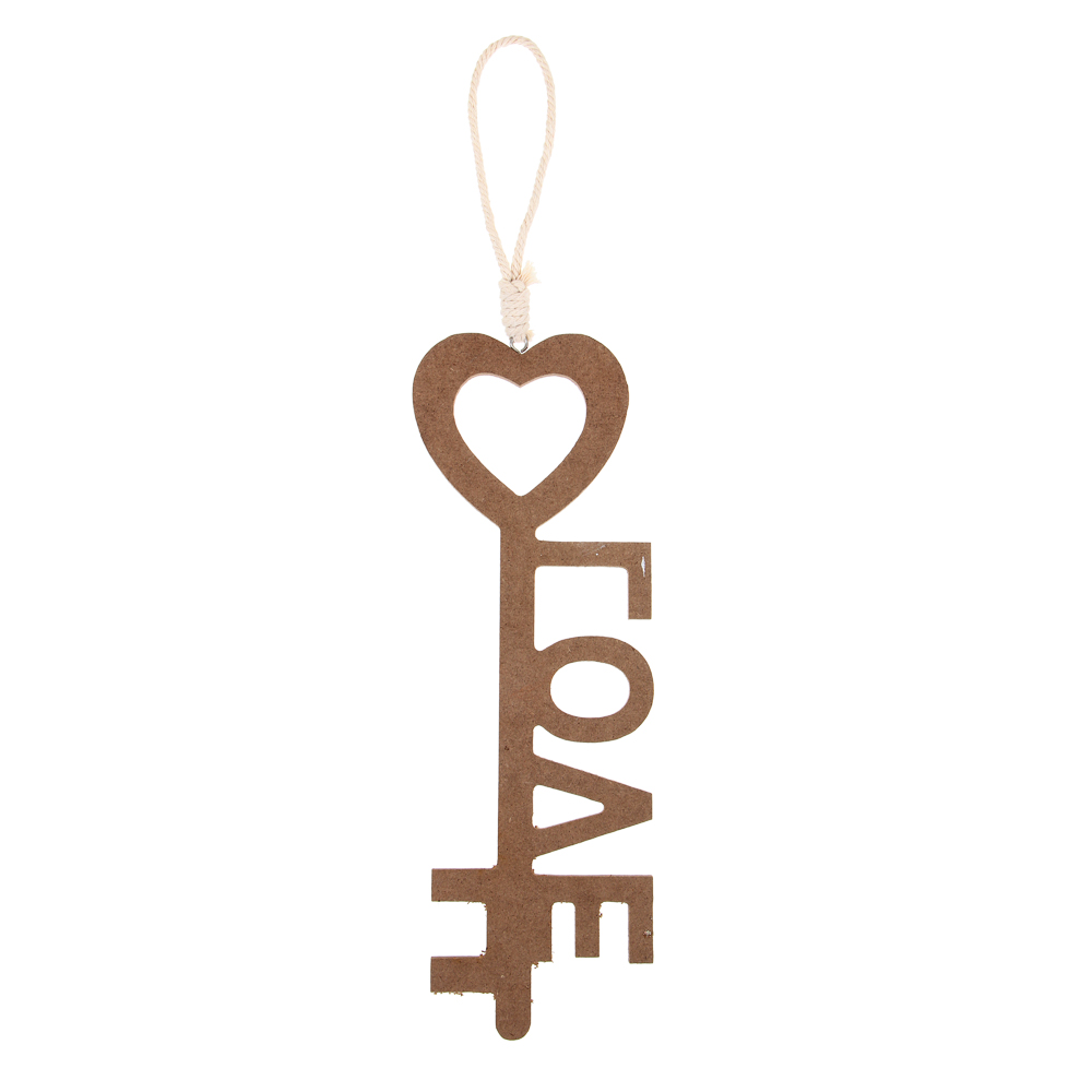 Декор - подвеска, сердце - ключ, 9x30 см, МДФ, арт.№ 597-269