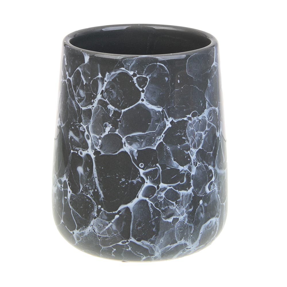 VETTA Стакан для ванной комнаты, 400 мл, 10,5x9x9 см, керамика, "Космос", мрамор серый, арт.№ 463-490