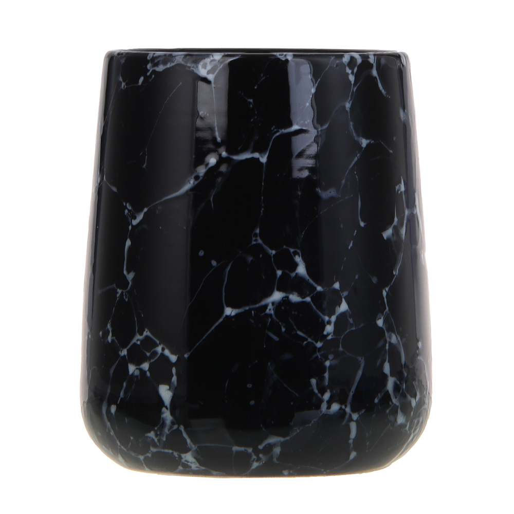VETTA Стакан для ванной комнаты, 400 мл, 10,5x9x9 см, керамика, "Космос", мрамор черный, арт.№ 463-493