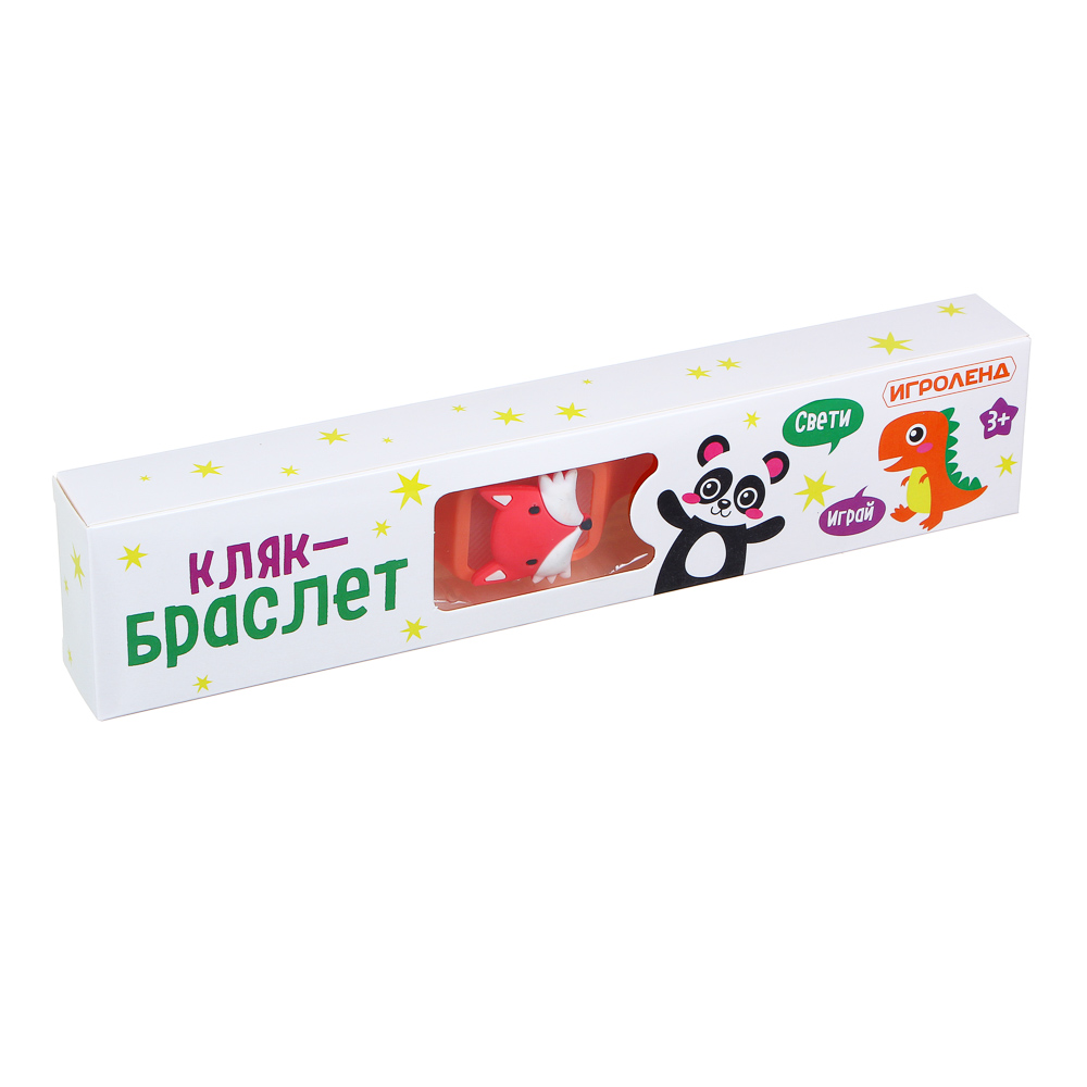 ИГРОЛЕНД Кляк-браслет, светящийся, пластик, силикон, 2xAG13, 22х3,5см, 4 дизайна, арт.№ 295-184