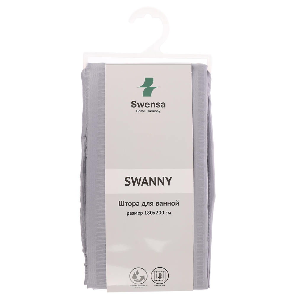 Штора для ванной 180х200см SWANNY, GRANIT3, серый, полиэстер, SWC-80-24-GRY, арт.№ 461-645