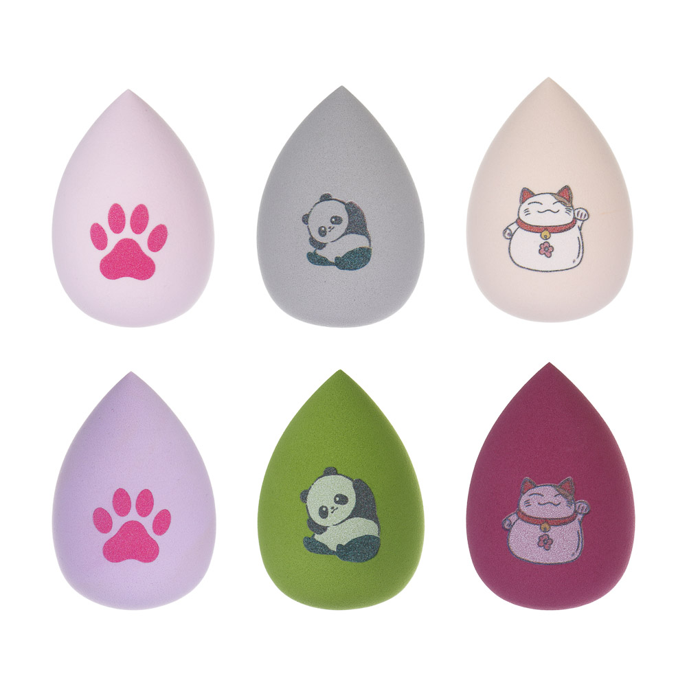 ЮНИLOOK Спонж для нанесения тональной основы, полиуретан, 6х4см, 6 цветов, арт.№ 357-257