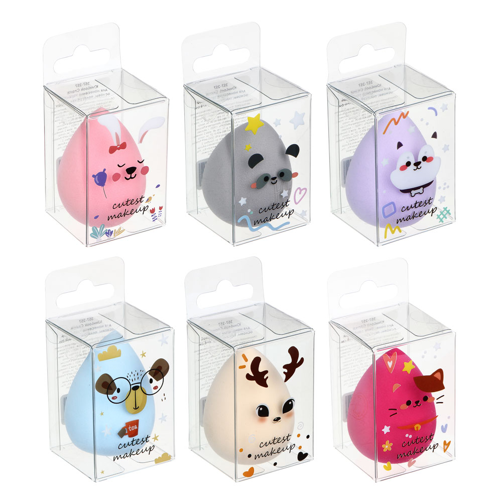 ЮНИLOOK Спонж для нанесения тональной основы, полиуретан, 6х4см, 6 цветов, арт.№ 357-257