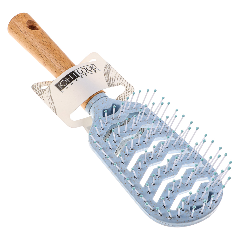 ЮНИLOOK Расческа массажная Эко, дерево, нейлон, 23х6,5 см, 2 цвета, арт.№ 319-172