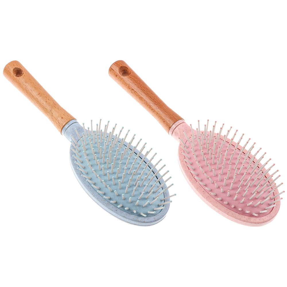 ЮНИLOOK Расческа массажная Эко, дерево, нейлон, 23,5х7 см, 2 цвета, арт.№ 319-169