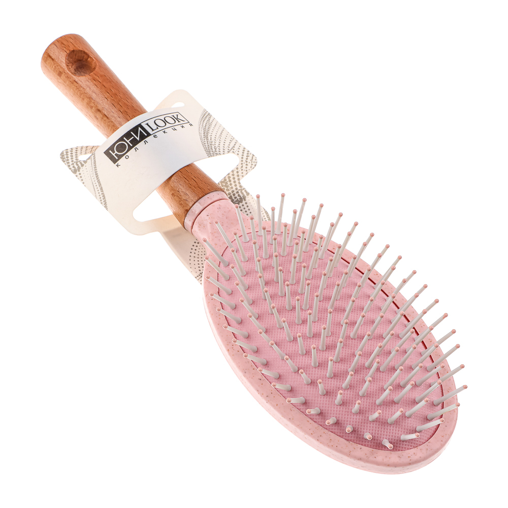 ЮНИLOOK Расческа массажная Эко, дерево, нейлон, 23,5х7 см, 2 цвета, арт.№ 319-169