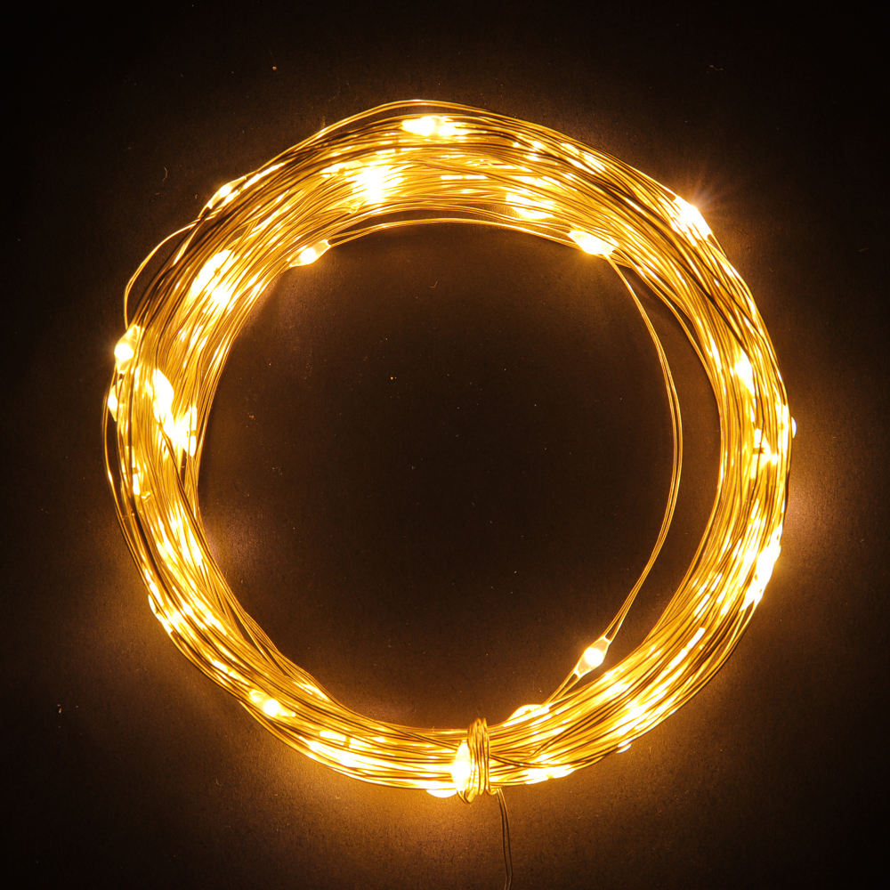 Гирлянда нить росы 5 м СНОУ БУМ, 50 LED ламп, свечение шампань, 8 режимов, проволока серебряный цвет, 3хАА, арт.№ 384-337