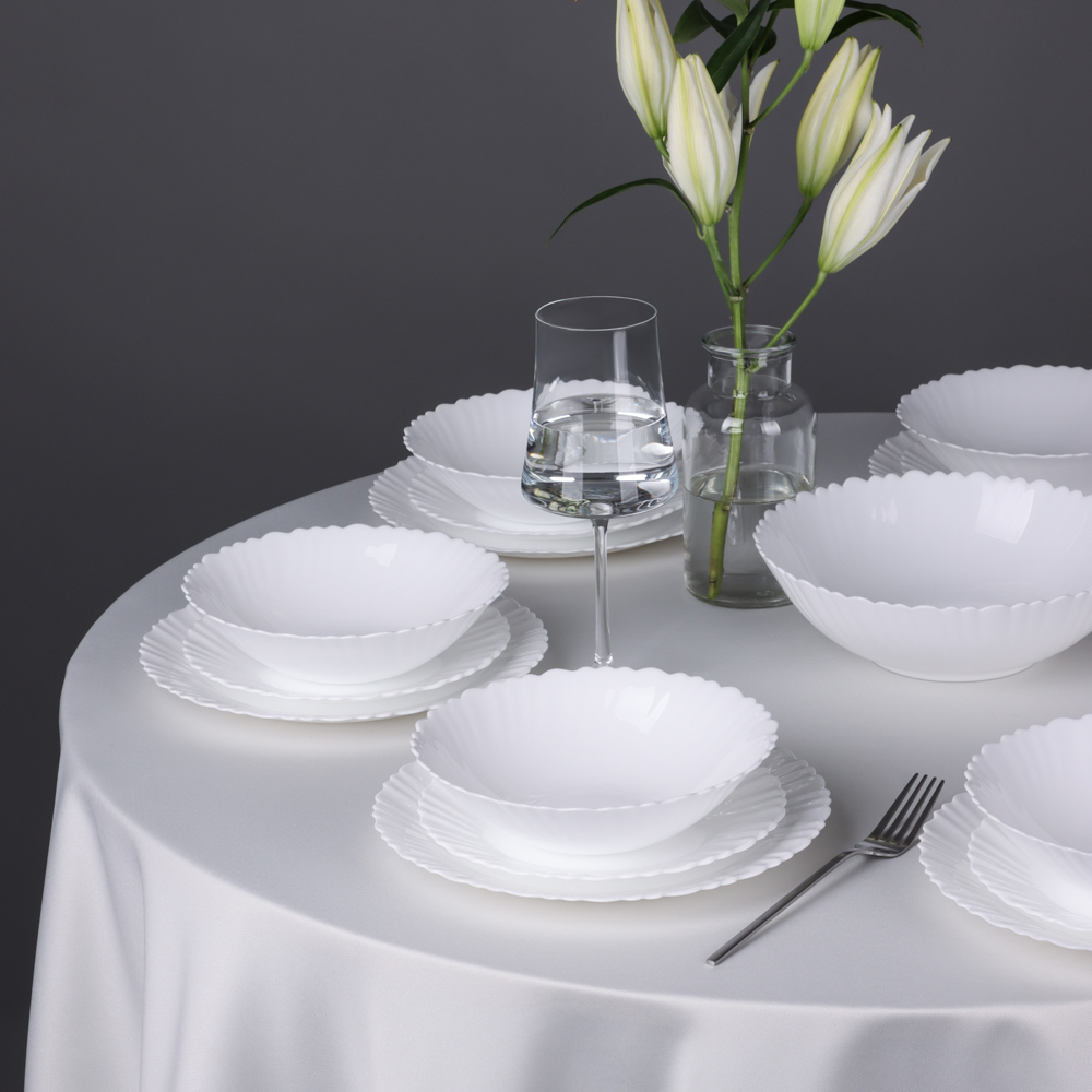 MILLIMI Бьянко Плюс Набор столовой посуды 19 пр., опаловое стекло, арт.№ 818-023