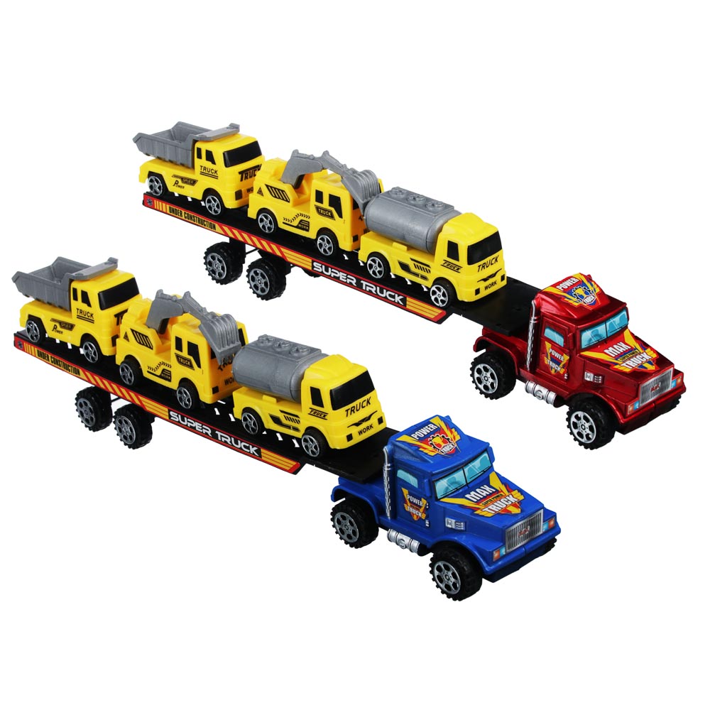 ИГРОЛЕНД Тягач с прицепом и машинами, инерция, PP, 37,5х7х12см, 2 дизайна, арт.№ 292-160